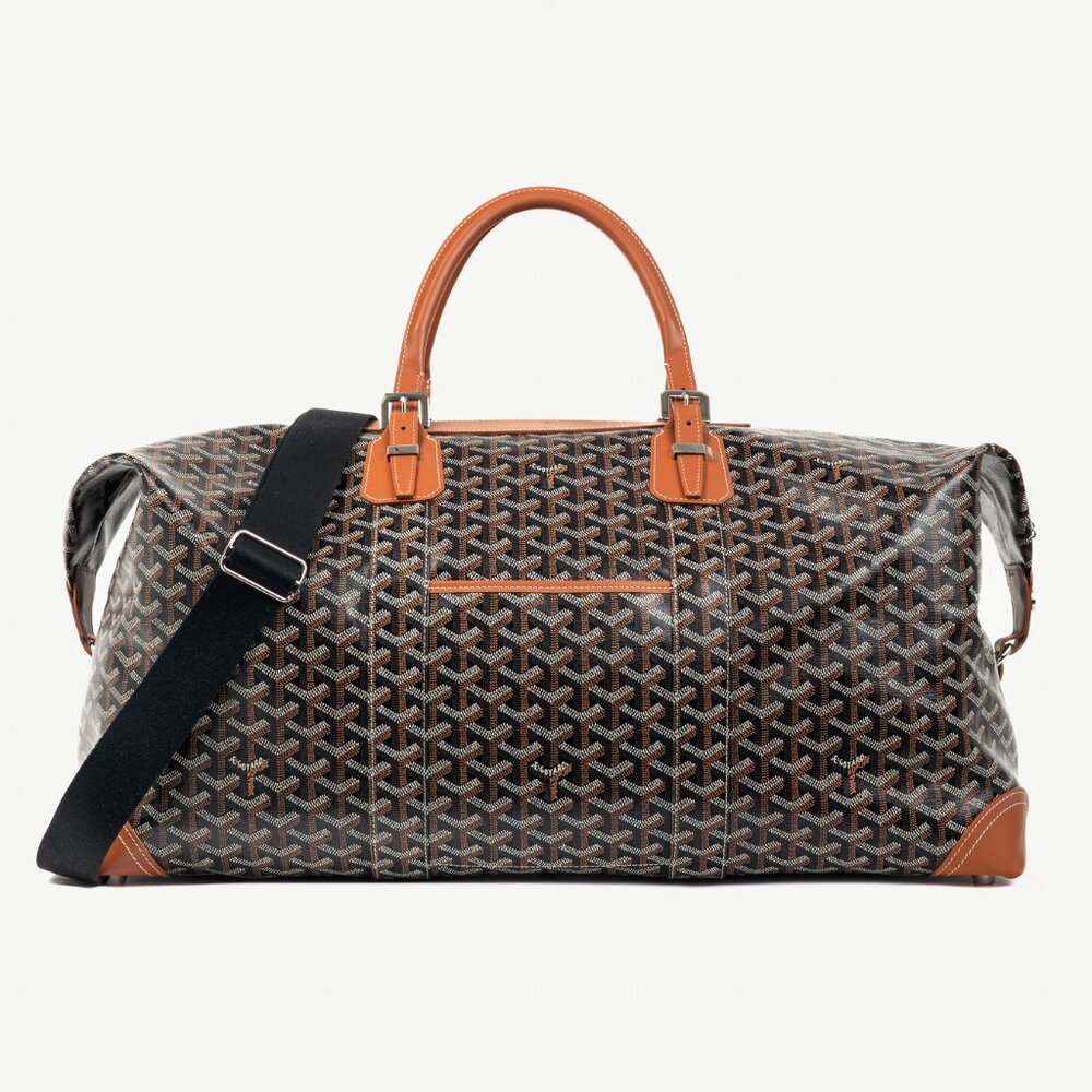 Goyard Boeing 55 Black Goyardine Leather-Trim Duffle Bag